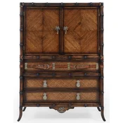 Casa Padrino luxury vintage style cabinet brown 108 x 45 x H. 150 cm - Solid wood cabinet with 2 doors and 3 drawers - Luxury furniture in vintage style - Vintage style furniture