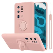 Cadorabo CADORABO Ohišje, združljiv s Huawei v tekoči roza barvi - zaščitni pokrov iz fleksibilnega silikona TPU z obročem, (20587253)