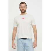Pamučna majica HUGO za muškarce, boja: bijela, s aplikacijom
