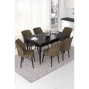 Hanah Home Set Trpezarijski sto i 6 stolica Nef, Braon-crni