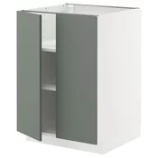METOD Podni element s policama/2 vrata, bela/Nickebo mat sivozelena, 60x60 cm