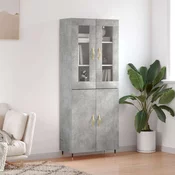 Greatstore Visoka komoda betonsko siva 69,5x34x180 cm inženirski les