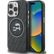 Karl Lagerfeld IML KCH Heads ponavljajoči se logotip MagSafe zadnji ovitek za iPhone 15 Pro črn