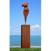 Casa Padrino XXL garden decoration metal sculpture woman on column rust H. 205 cm