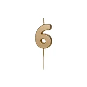 shumee Rojstnodnevna sveča, številka 6, zlata, 5,5 cm