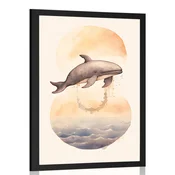 Plakat zasanjani kit ob sončnem zahodu - 60x90 silver