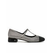 Tory Burch Balerinke Cap-Toe T-Strap Pave Heeled 159830 Srebrna