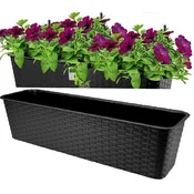shumee ISR600P-S433 balkonski cvetlični lonec iz ratana 59 cm antraciten krožnik 10 l