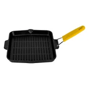 Grill pan, square, cast iron, 24 x 24 cm, yellow handle - LAVA