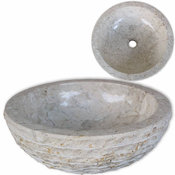 vidaXL umivalnik iz Marmorja 40 cm Kremne Barve