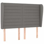 Vidaxl Vzglavje z ušesi temno sivo 147x23x118/128 cm blago