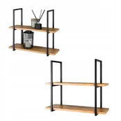 DE VISEČA POLICA Loft Industrial Wall Black Metal Wood 60x22x50 Cesa S