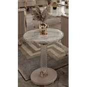 Casa Padrino luxury Art Deco side table white/gray/gold A� 43 x H. 61 cm - Round table with fine faux marble top - Art Deco living room furniture - Luxury living room furniture