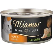 MIAMOR Feine Filets Naturell piščanec z bučo - mokra hrana za mačke, 80 g