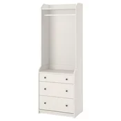 HAUGA Odprta garderobna omara s 3 predali, bela, 70x199 cm