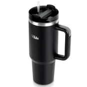 shumee Velika termo skodelica z ročajem, potovalna termovka za avto, črna, 1,2 l, XXL