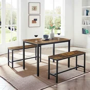 Songmics Jedilniški komplet 3-delni 110x70x75 cm rjava