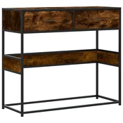 Vidaxl Konzolna mizica dimljen hrast 90x35x80 cm inženirski les