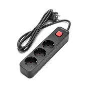 Aigostar - Produžni kabl sa prekidacem, 3 uticnice, Tip F, 1,5m, SCHUKO, crna