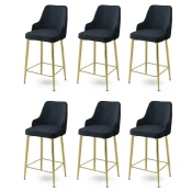 Hanah Home Set barskih stolica Enox, 6 komada, Antracit-zlatni