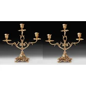 Casa Padrino luxury baroque candle holder set gold 30 x H. 28 cm - Handmade baroque style bronze candlesticks - Baroque decorative accessories - Baroque interior - Noble & Magnificent