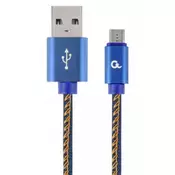 Gembird premium jeans (denim) Micro-USB cable with metal connectors, 2 m, blue CC-USB2J-AMmBM-2M-BL