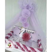 Bubamara037 Set za krevetac sa ogradicom od pletenica, sa držacem, Lavanda