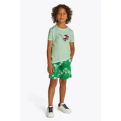 Otroška bombažna kratka majica Tommy Hilfiger zelena barva, KB0KB09648