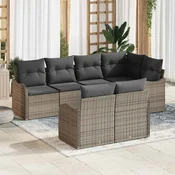 Sjedeća garnitura za vrt 7 kom. Siva Poli ratan 232.5 x 122.5 x 85 cm