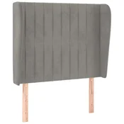 Vidaxl Vzglavje z ušesi svetlo sivo 103x23x118/128 cm žamet