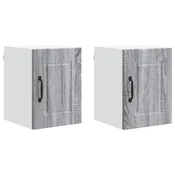Vidaxl Omarica na steni PORTO 2 szt. Siva Sonoma 30 x 31 x 40 cm