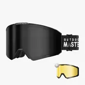 Outdoor master Smučarska Očala Falcon Cylindrical Zeiss VLT 12.9% + Rumena leča 91%, Black frame, Dark Smoke Lens