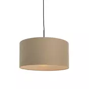 Rustikalna viseča svetilka črna z bež odtenkom 50 cm - Combi