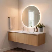 Skye Decor Set kupatilskog ormarica sa umivaonikom i ogledalom, 2 dela, Krem