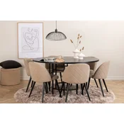 Venture Design Jedilna miza in stol komplet Copenhagen, miza 140x74 cm, stoli 57x76,5x50 cm, črno-bež