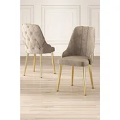 Hanah Home set trpezarijskih stolica Krax 2 kom, kapucino tkanina Babyface, zlatne metalne noge