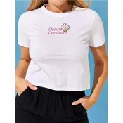 Sinsay - Pamucni crop top sa natpisom - belo