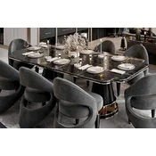 Casa Padrino luxury dining table black/gold 250 x 112 x H. 77 cm - Dining room table with faux marble top - Dining room furniture - Luxury furniture - Luxury furnishings