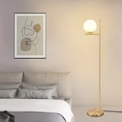 Nettlife NETTLIFE Industrijska zlata talna svetilka z nožnim stikalom, bela stekleno-kovinska oblika, E27, 2-metrski kabel, (22148947)