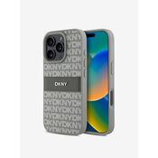 DKNY PU Leather Repeat Pattern Tonal Stripe iPhone 16 Pro Beige Ovitek za telefon Vijolična