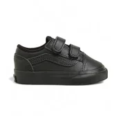 Vans unisex za otroke. VN0009RCHF91 Old Skool V usnjene športne copate črne barve (26.5), Črna, Ravna stran, Semiš, Velc