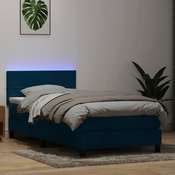 vidaXL vidaXL Box spring postelja z vzmetnico temno modra 80x210 cm žamet, (21793066)