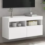 Zidni TV ormarić s LED svjetlima bijeli 80x30x40 cm