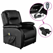 Električna masažna fotelja od umjetne kože crna