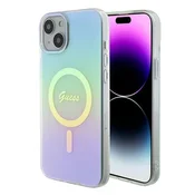 Guess Guess IML Iridescent MagSafe - Ohišje za iPhone 15 Plus (turkizno)