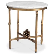 Casa Padrino luxury side table vintage brass/white A� 43 x H. 45.5 cm - Round brass table with marble top - Living room furniture - Luxury furniture - Living room furnishings