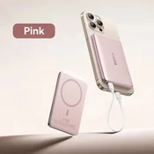 KJB Magnetna prenosna baterija 5.000 mAh, USB-C PD do 20 W, rožnata