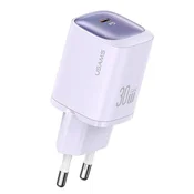 shumee 30W USAMS GaN stenski polnilnik s hitrim polnjenjem, USB-C, vijoličen