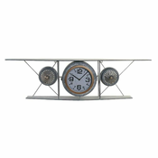 Zidni sat DKD Home Decor Kristal Željezo Avion Drvo MDF Tamno sivo (120 x 21 x 33.5 cm)