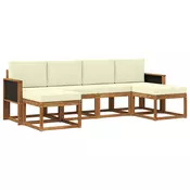 Set vanjskih sofa s jastukom 6 pcs Prirodna i krem Poliester